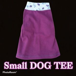 HANDMADE DOG TEE *PURPLE WITH ROSES *SMALL DOG TOP *TOY BREED SHIRT